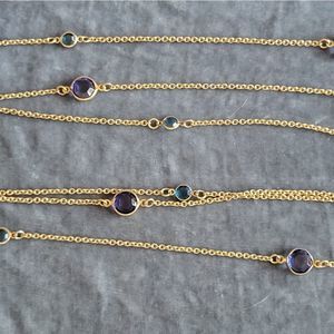 Acrylic Station Necklace 33" Drop Blue + Aqua